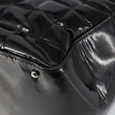 CHANEL Choco Bar Hand Bag Enamel Black Silver CC Auth BA7748-8