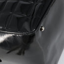 CHANEL Choco Bar Hand Bag Enamel Black Silver CC Auth BA7748-13