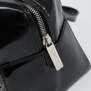 CHANEL Choco Bar Hand Bag Enamel Black Silver CC Auth BA7748-16