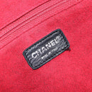 CHANEL Choco Bar Hand Bag Enamel Black Silver CC Auth BA7748-17