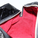 CHANEL Choco Bar Hand Bag Enamel Black Silver CC Auth BA7748-19