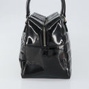 CHANEL Choco Bar Hand Bag Enamel Black Silver CC Auth BA7748-3