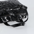 CHANEL Choco Bar Hand Bag Enamel Black Silver CC Auth BA7748-6