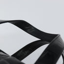 CHANEL Choco Bar Hand Bag Enamel Black Silver CC Auth BA7748-7