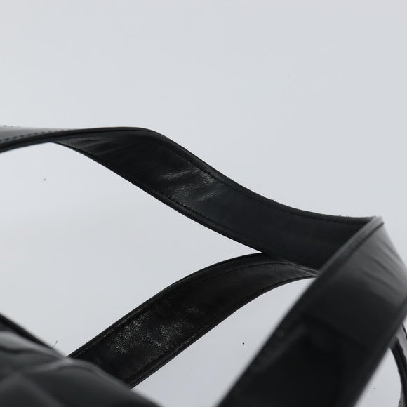 CHANEL Choco Bar Hand Bag Enamel Black Silver CC Auth BA7748