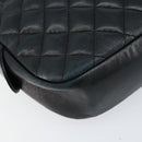 CHANEL Matelasse Chain Shoulder Bag Lamb Skin Navy Gold CC Auth BA7749-11