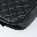 CHANEL Matelasse Chain Shoulder Bag Lamb Skin Navy Gold CC Auth BA7749-13