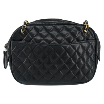 CHANEL Matelasse Chain Shoulder Bag Lamb Skin Navy Gold CC Auth BA7749 - 0