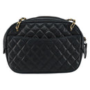 CHANEL Matelasse Chain Shoulder Bag Lamb Skin Navy Gold CC Auth BA7749-3