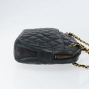 CHANEL Matelasse Chain Shoulder Bag Lamb Skin Navy Gold CC Auth BA7749-4