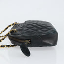 CHANEL Matelasse Chain Shoulder Bag Lamb Skin Navy Gold CC Auth BA7749-5