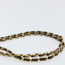 CHANEL Matelasse Chain Shoulder Bag Lamb Skin Navy Gold CC Auth BA7749-8