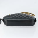 CHANEL Matelasse Chain Shoulder Bag Lamb Skin Navy Gold CC Auth BA7749-9