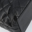 CHANEL Hand Bag Caviar Skin Black Gold CC Auth BA7750-15