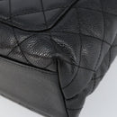 CHANEL Hand Bag Caviar Skin Black Gold CC Auth BA7750-16