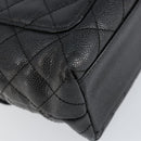 CHANEL Hand Bag Caviar Skin Black Gold CC Auth BA7750-17