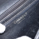 CHANEL Hand Bag Caviar Skin Black Gold CC Auth BA7750-20