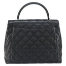 CHANEL Hand Bag Caviar Skin Black Gold CC Auth BA7750-2