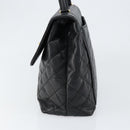 CHANEL Hand Bag Caviar Skin Black Gold CC Auth BA7750-4