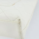 CHANEL Tote Bag Caviar Skin White Gold CC Auth BA7751-16