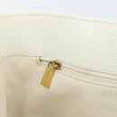 CHANEL Tote Bag Caviar Skin White Gold CC Auth BA7751-21