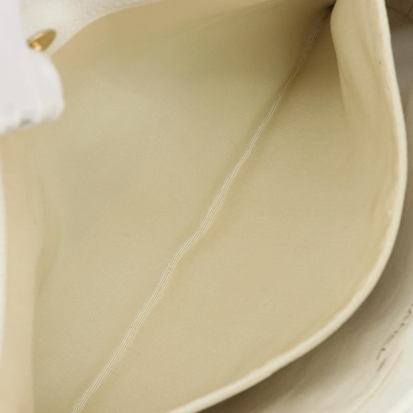 CHANEL Tote Bag Caviar Skin White Gold CC Auth BA7751