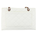 CHANEL Tote Bag Caviar Skin White Gold CC Auth BA7751-2