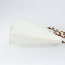 CHANEL Tote Bag Caviar Skin White Gold CC Auth BA7751-3