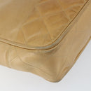 CHANEL Chain Shoulder Bag Lamb Skin Beige Gold CC Auth BA7752-14