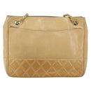 CHANEL Chain Shoulder Bag Lamb Skin Beige Gold CC Auth BA7752-13