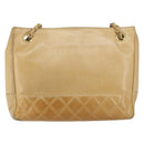 CHANEL Chain Shoulder Bag Lamb Skin Beige Gold CC Auth BA7752-2