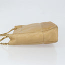CHANEL Chain Shoulder Bag Lamb Skin Beige Gold CC Auth BA7752-4