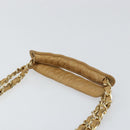CHANEL Chain Shoulder Bag Lamb Skin Beige Gold CC Auth BA7752-8