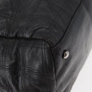 CHANEL Choco Bar Tote Bag Leather Black Silver CC Auth BA7753-9