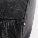 CHANEL Choco Bar Tote Bag Leather Black Silver CC Auth BA7753-15