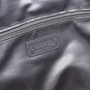 CHANEL Choco Bar Tote Bag Leather Black Silver CC Auth BA7753-10
