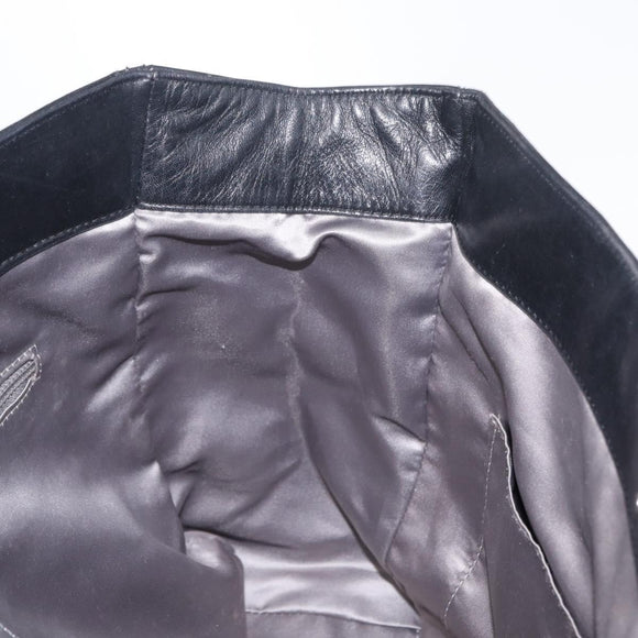 CHANEL Choco Bar Tote Bag Leather Black Silver CC Auth BA7753