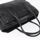 CHANEL Choco Bar Tote Bag Leather Black Silver CC Auth BA7753-6