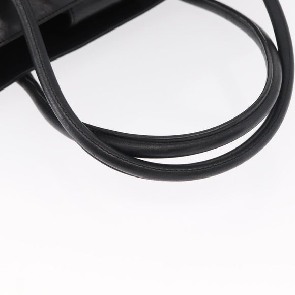 CHANEL Choco Bar Tote Bag Leather Black Silver CC Auth BA7753