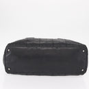 CHANEL Choco Bar Tote Bag Leather Black Silver CC Auth BA7753-5