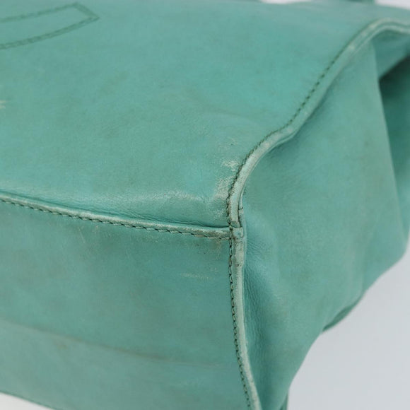 CHANEL Tote Bag Lamb Skin Turquoise Blue CC Auth BA7754