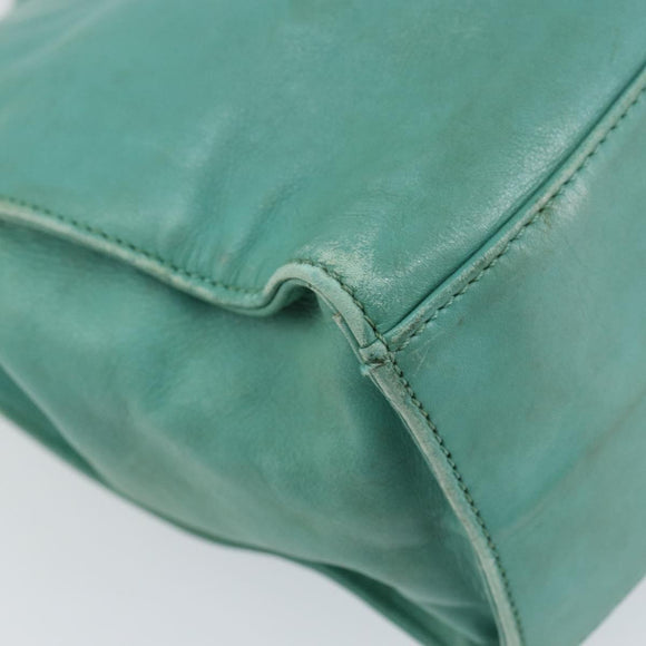 CHANEL Tote Bag Lamb Skin Turquoise Blue CC Auth BA7754