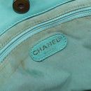 CHANEL Tote Bag Lamb Skin Turquoise Blue CC Auth BA7754-15