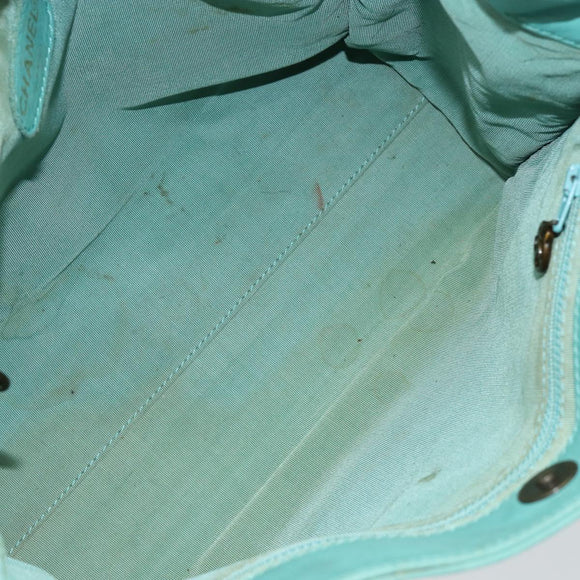 CHANEL Tote Bag Lamb Skin Turquoise Blue CC Auth BA7754