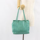 CHANEL Tote Bag Lamb Skin Turquoise Blue CC Auth BA7754-23