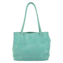 CHANEL Tote Bag Lamb Skin Turquoise Blue CC Auth BA7754-3
