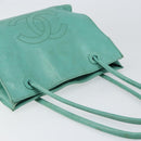 CHANEL Tote Bag Lamb Skin Turquoise Blue CC Auth BA7754-6