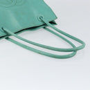 CHANEL Tote Bag Lamb Skin Turquoise Blue CC Auth BA7754-7