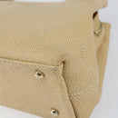 CHANEL Tote Bag Caviar Skin Beige Gold CC Auth BA7755-10