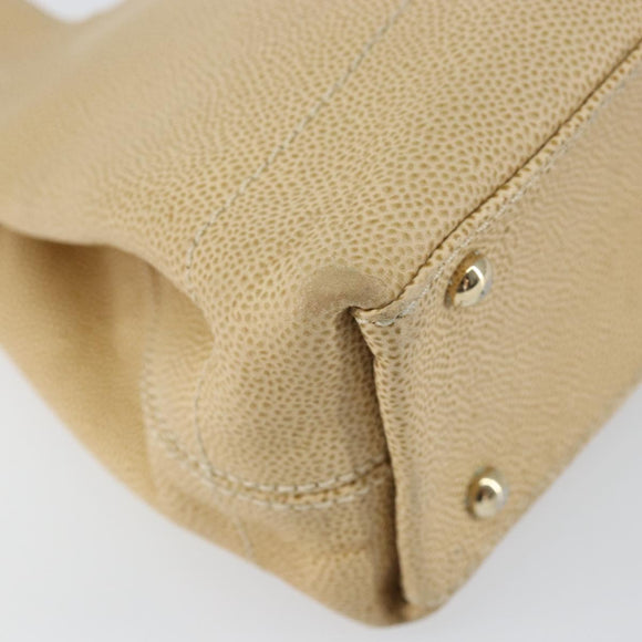 CHANEL Tote Bag Caviar Skin Beige Gold CC Auth BA7755